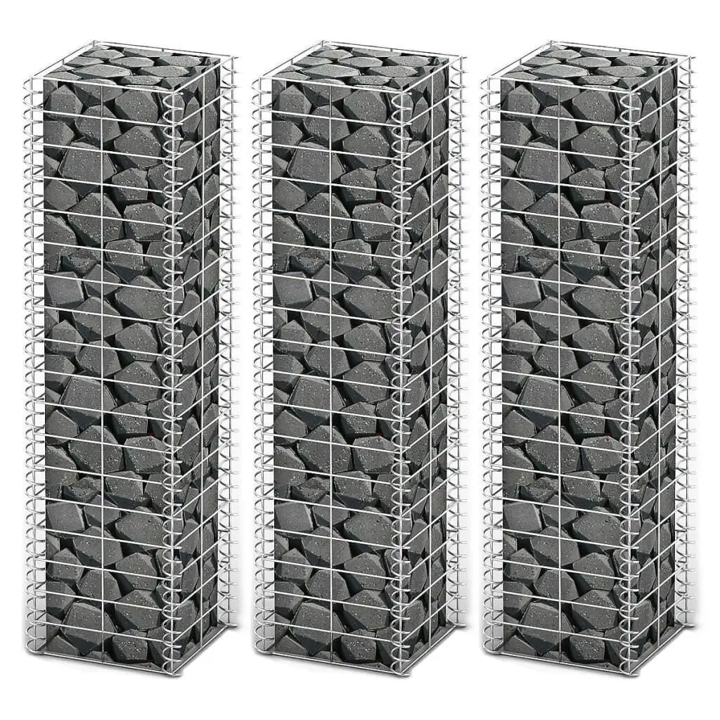 3-Piece Galvanized Wire Gabion Set 9.8' x 9.8' x 39.4' - Durable Garden & Landscape Fencing