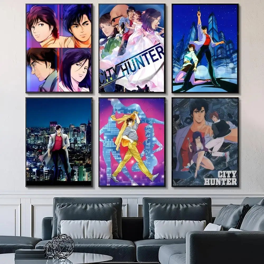 Classic Japanese Anime C-City H-Hunter Manga Posters Fancy Wall Sticker for Living Room Bar Decoration Wall Decor