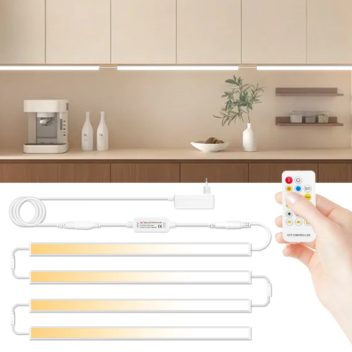 2700K-6500K Dimmable CCT barre de LED lampe éclairage intégré 1-10 pièces ensemble avec télécommande pour cuisine plafond mur Garage Dec