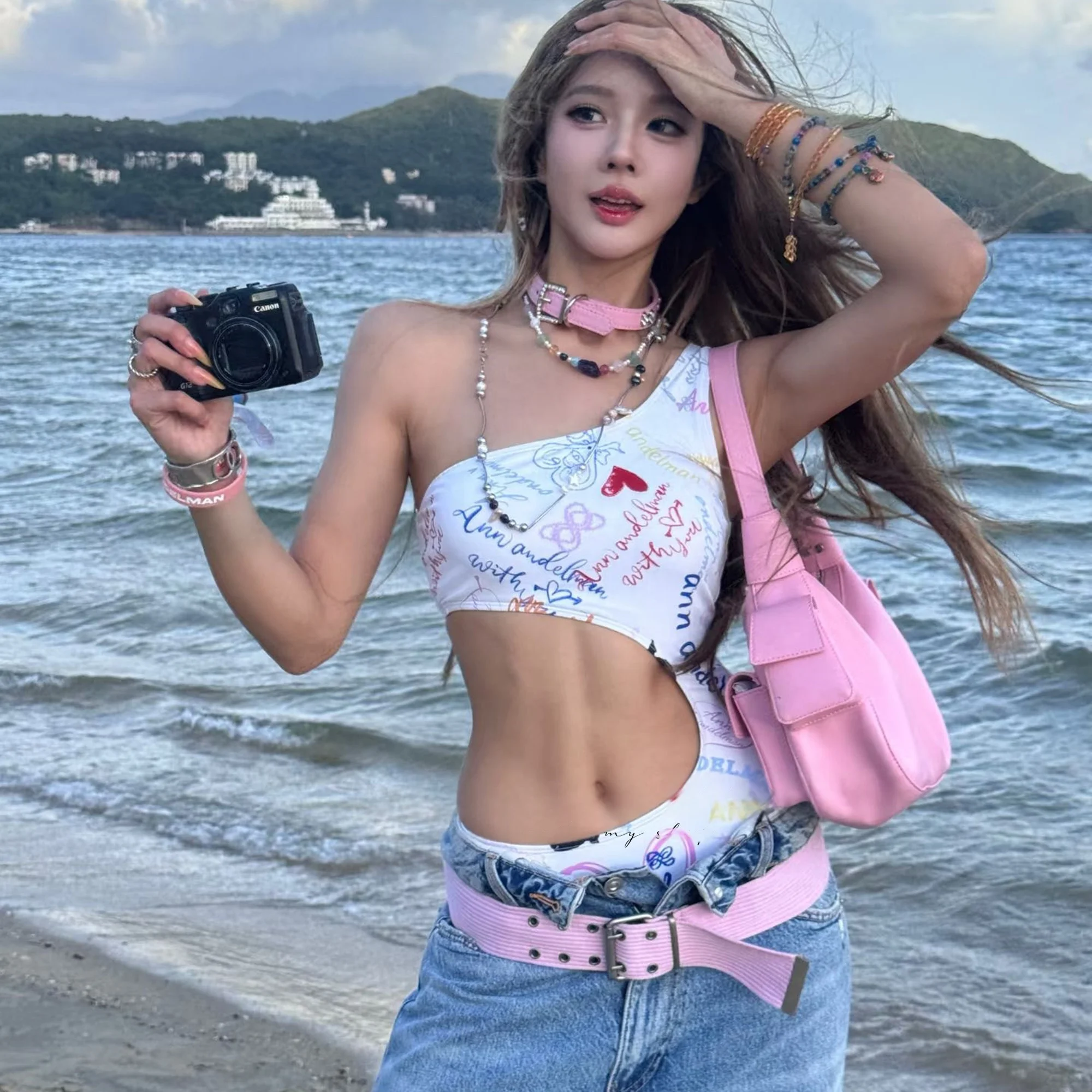 

Pure Desire Hot Girl fiti One oulder Baring Waist Monokini Women's Slim Fit Hot Spring Vaion Swimming Suit