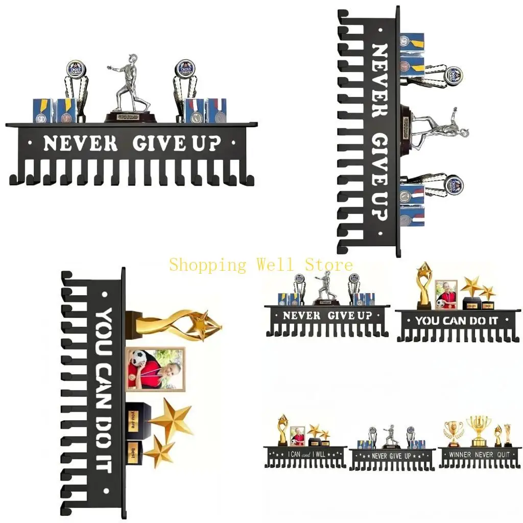 KX4B Elastic TPU Materials Wall Mount Medals Organizers Includes Holders