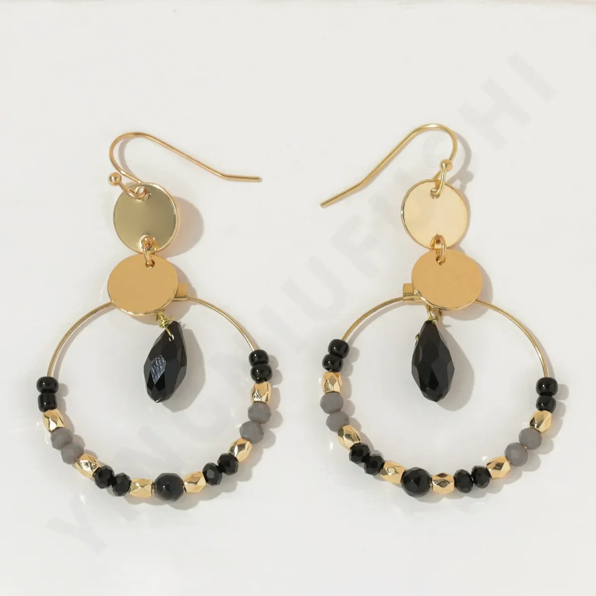 Rice bead earrings Vintage Circles Discs Simplicity  Trendy Hand-woven Bohemian Alloy Women Rice bead earrings