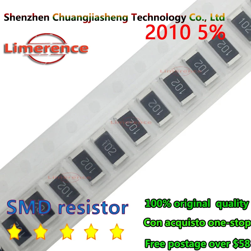 50pcs 2010 5% 3/4W SMD Chip Resistor resistors 0R - 10M 0 10 100 220 470 ohm 0R 10R 100R 220R 470R 1K 2.2K 4.7K 10K 100K 1M 10M
