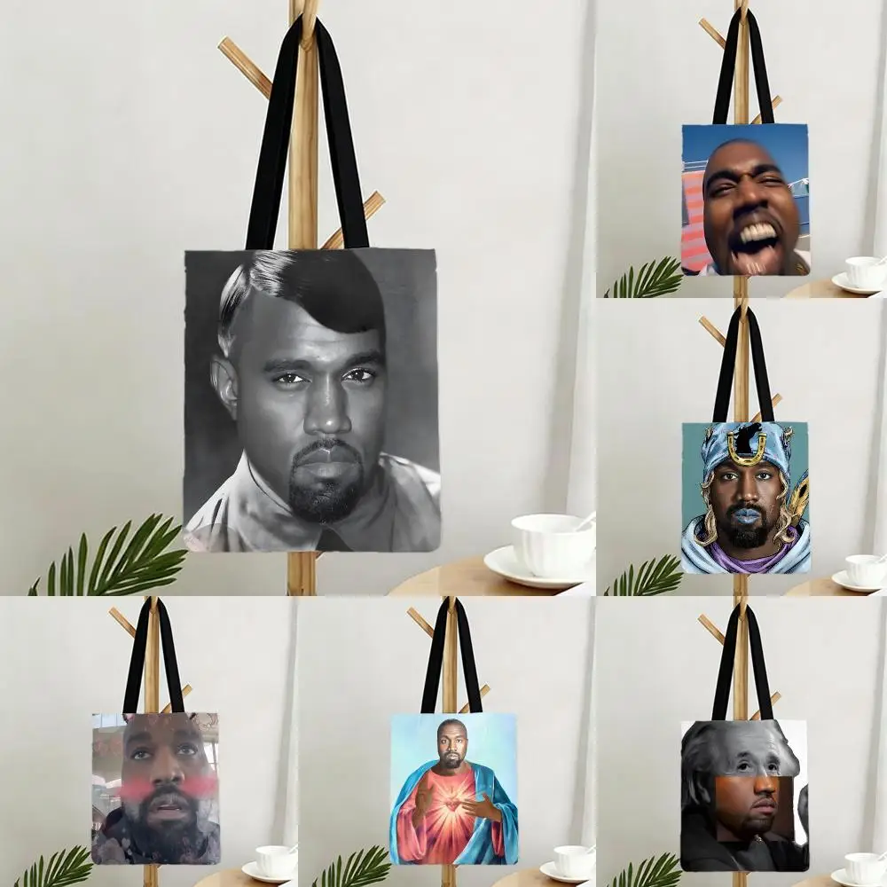 meme musician K-Kanye West Storage Bags Bags Series Print Bag Lightweight Shoulder Daily Shopping Bags