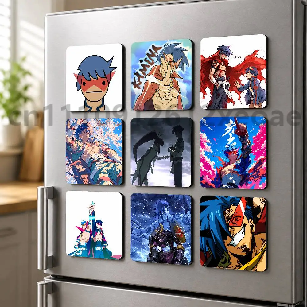 Kamina Tengen Toppa Gurren Lagann Creative Square Fridge Magnet Cartoon PVC Refrigerator Decor Gift for Home Office