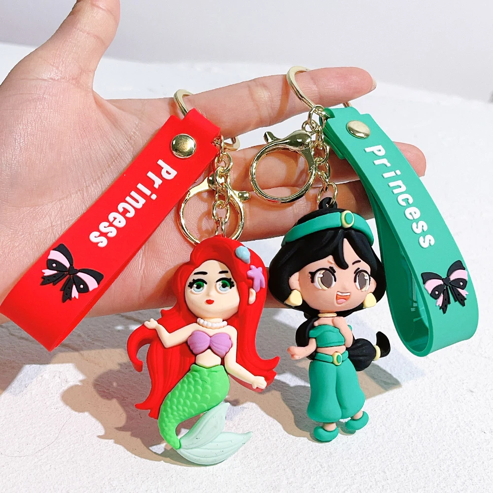 Anime disney chaveiro dos desenhos animados menina sereia princesa chaveiro bonito neve branca alice chaveiro saco acessórios brinquedos presentes atacado