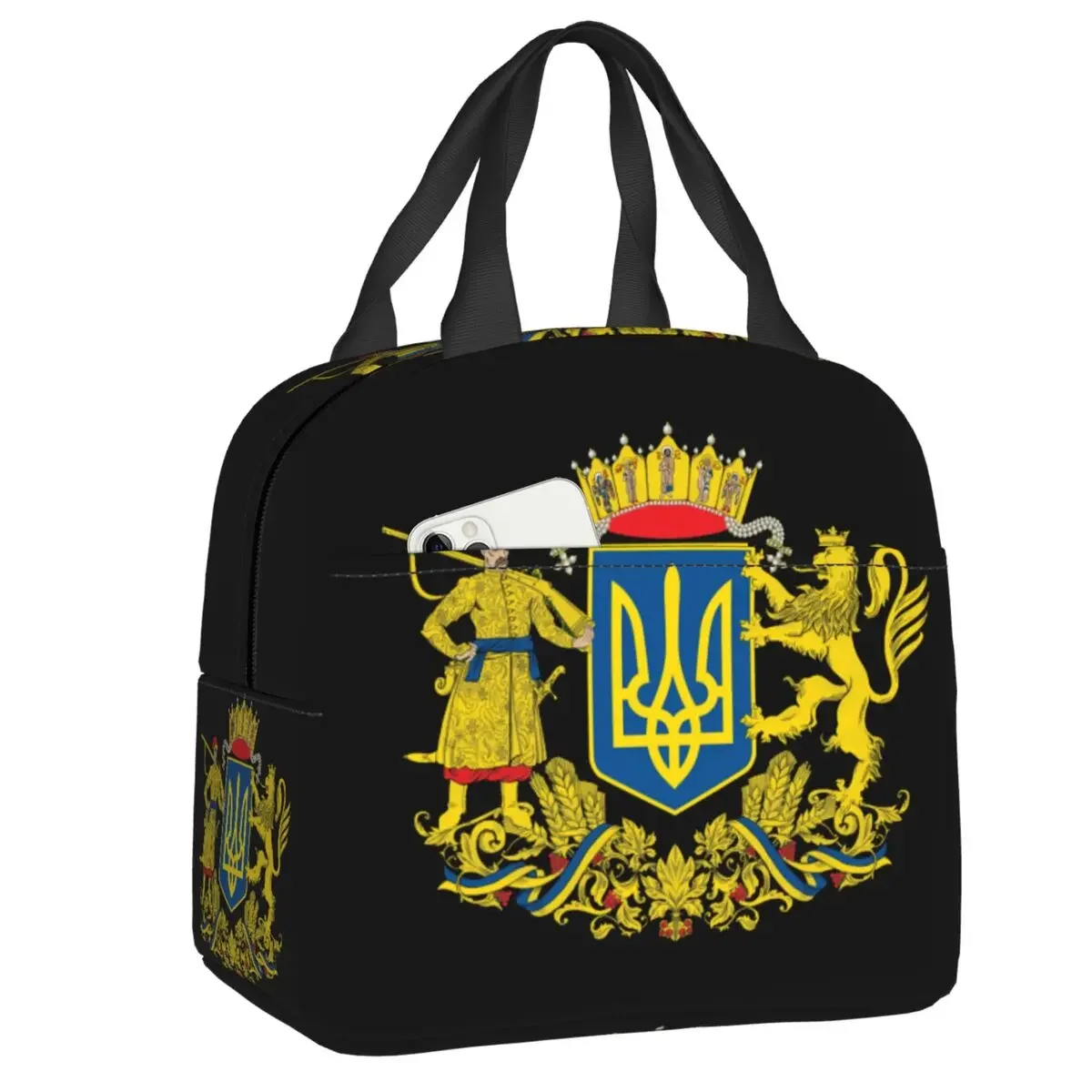 Coat Of Arms Ukraine Lunch Bag for Camping Travel Ukrainian Flag Thermal Cooler Insulated Lunch Box Women Children Food Bags