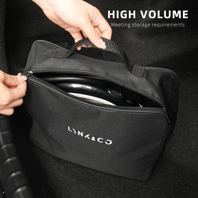 Car EV Chargeing Cable Storage Bag Travel Organizer Box For LYNK&CO 01 02 03+ 05 06 09 PHEV 09 MHEV