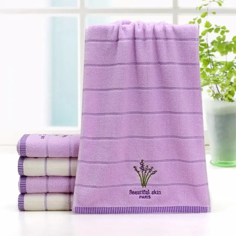 High Quality Bath Towel Cotton Embroidery Lavender Aromatherapy Soft Hand Face Towel Sheet Set 34 X 74cm Bath Towel