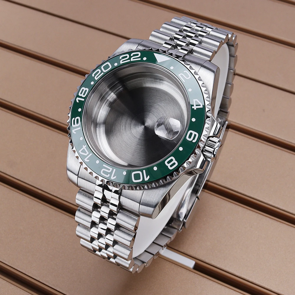 40mm Luxury NH35 Watch Case GMT Sapphire For SUB Yacht NH35 NH36 NH34 4R ETA 2824 Miyota 8215 Slide Buckle Jubilee Bracelet NH35
