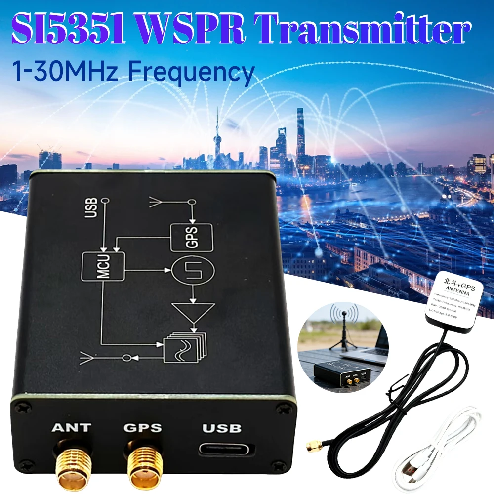 

1-30 МГц SI5351 WSPR-передатчик с TCXO и GPS, автоматическое позиционирование QTH, 23 дБм, для измерительных приборов и аксессуаров ﻿