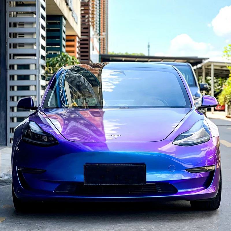 

ПЭТ автомобильная пленка Хамелеон ауральный синий фиолетовый виниловая пленка сухая палочка автомобильные наклейки воздушный пузырь автомобильная пленка