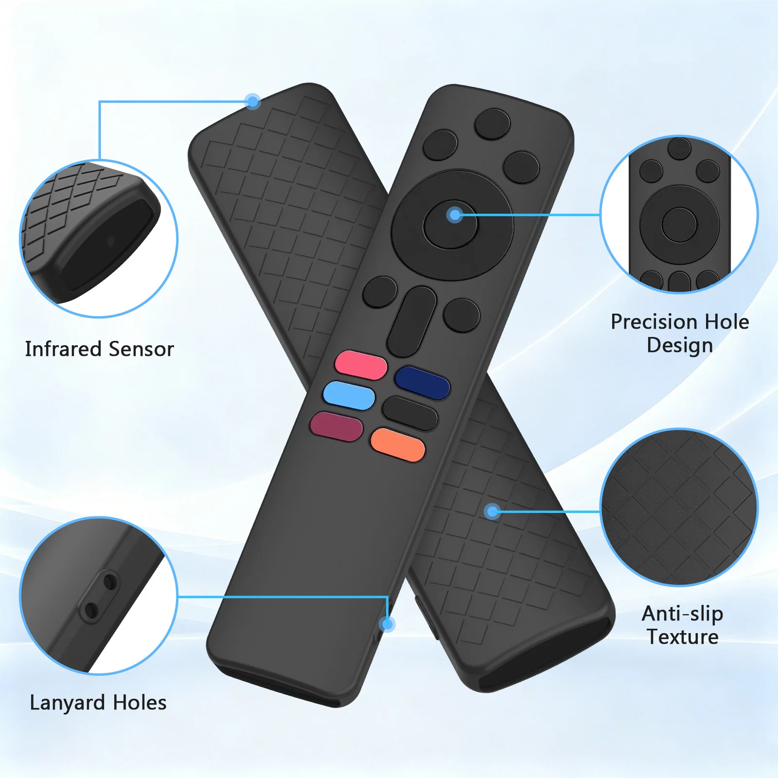 Silicone Protective Case for XIAOMI XMRM-N5 Remote Control Soft Silicone Case Cover with Lanyard Anti-Drop Waterproof Anti-Slip