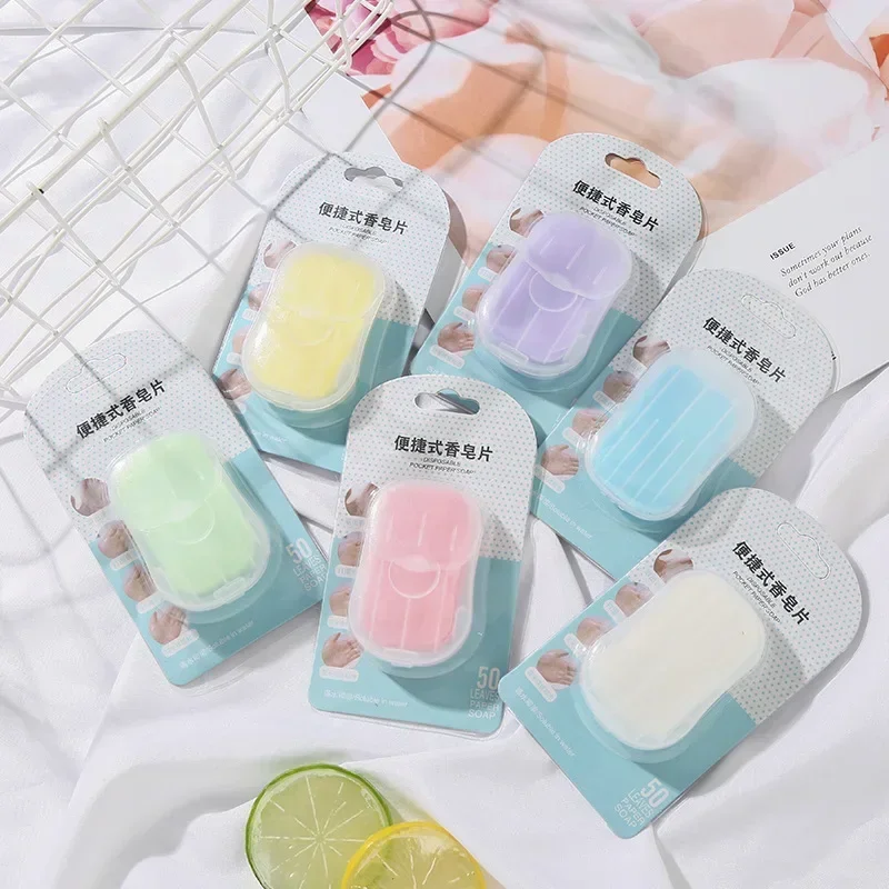 50/100pcs Cleaning Soaps Scented Slice Washing Hand Bath Travel Scented Foaming Portable Hand Wash Soap Paper Body Cleanser Tool