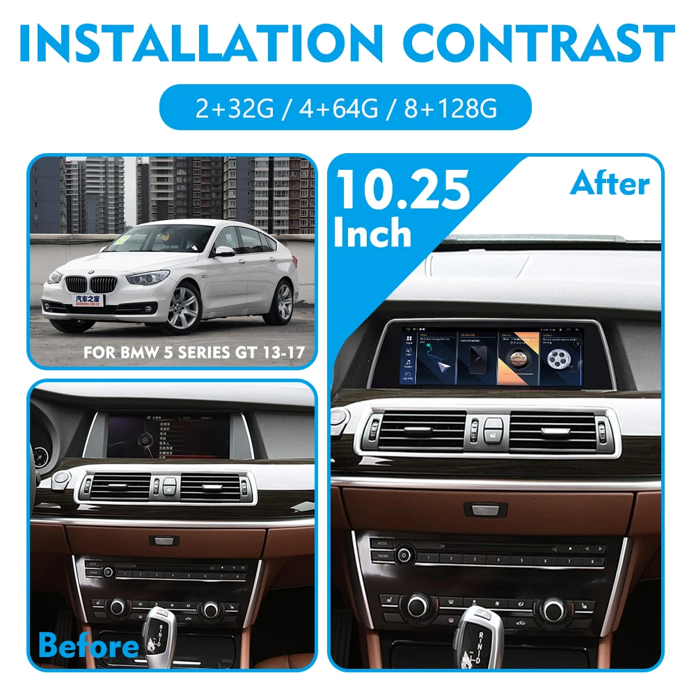 AUTONTL New 10.25 Inch For BMW 5 Series GT NBT CIC Multimedia Car Android Screen Automotive Headunit Monitor Carplay Navigation