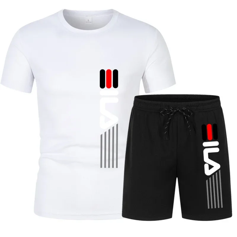 Men\'s Summer T-Shirt Mesh Shorts Sportswear Sportswear Set 2 Piece T-Shirt + Sweatpants Set Gym Set T-Shirt M-3XL