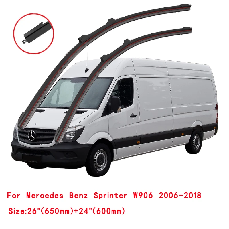 لمرسيدس بنز سبرينتر حافلة MK2 906 909 2006 2008 2010 2012 2015 2018 2019 فرش السيارات مزدوجة المطاط ممسحة زجاج أمامي شفرات