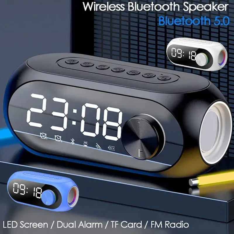 Wireless Bluetooth Speaker HD Led Display Multifunction Stereo Bass Speakers Alarm Clock FM Radio TF Card Aux Music Playback