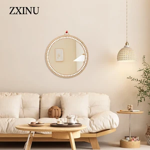 Dekoratif Yuvarlak Rattan Asılı Ayna Duvar, Boho Duvara Monte Ayna için Uygun bir Çiftlik Evi Odası, bir Yatak Odası ve bir Banyo, 1 ADET Ratan'ın aynasındaki en iyi 10 satış-no. 2