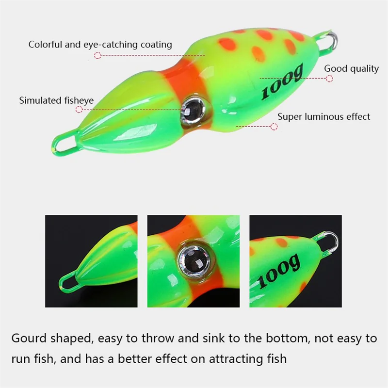 100g 120g 150g 180g 200g 250g Gourd Slider Snapper/Sea Bream Bottom Fishing Jig Head Lead Fish Ocean Lure Jigging Fishing Tackle