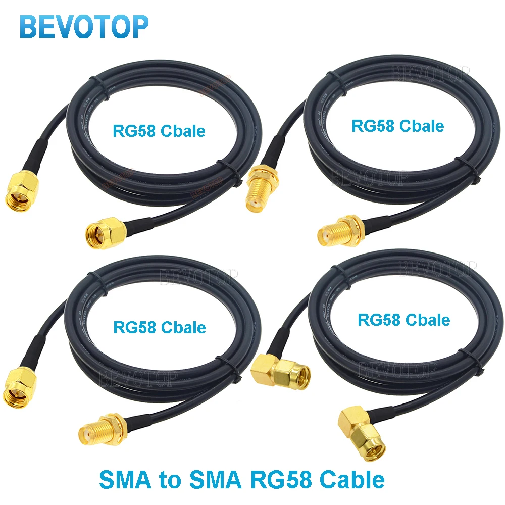 1M 2M 5M 10M 20M SMA Male to SMA Male RG58 50ohm Coaxial Cable SMA Plug WiFi Antenna Extension Cable Connector Adapter Pigtail