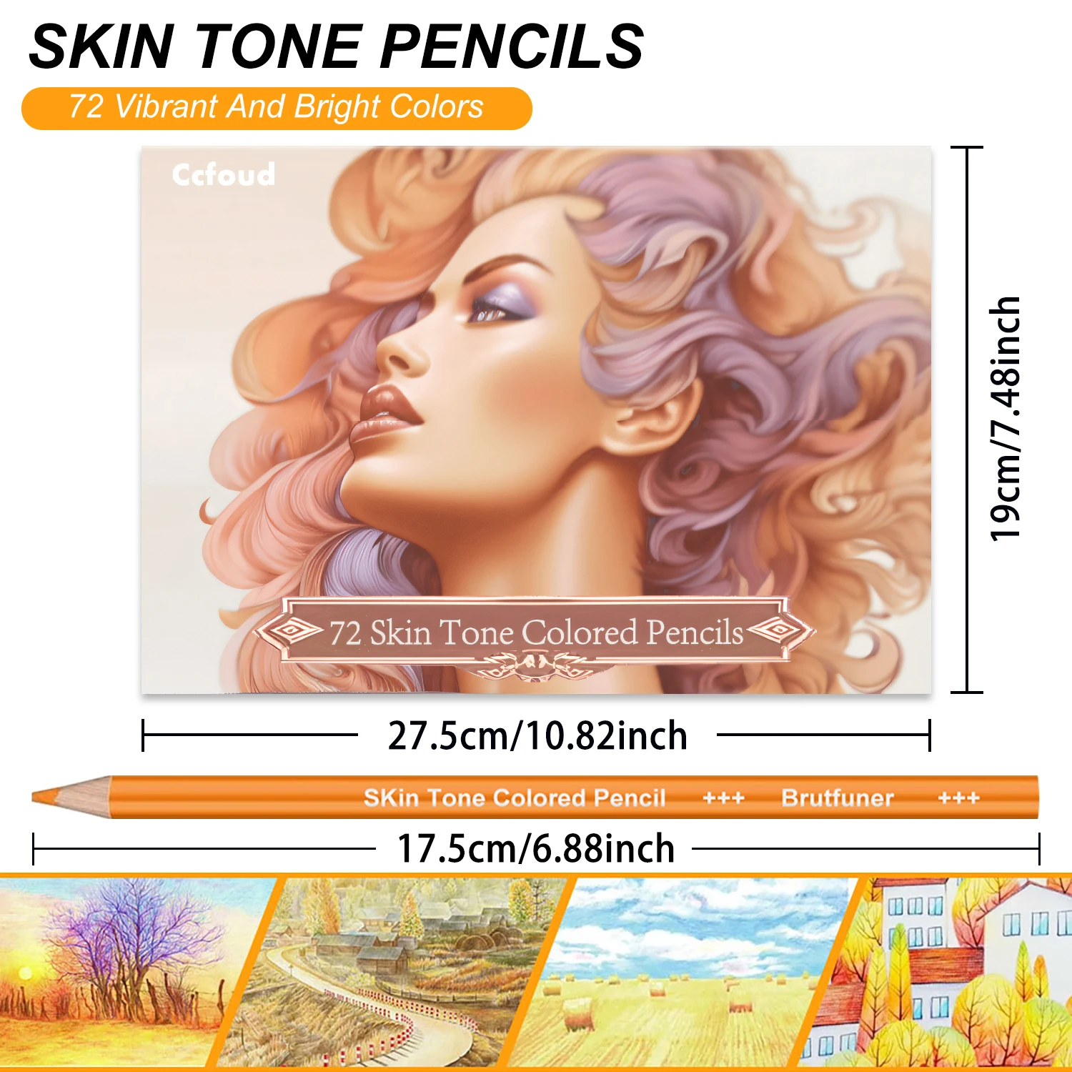 72 Skin Tones Colored Pencils, Portrait Set Oil Based Pre-sharpened Drawing Pencils for Beginner Adult Artist Coloring Book Draw
