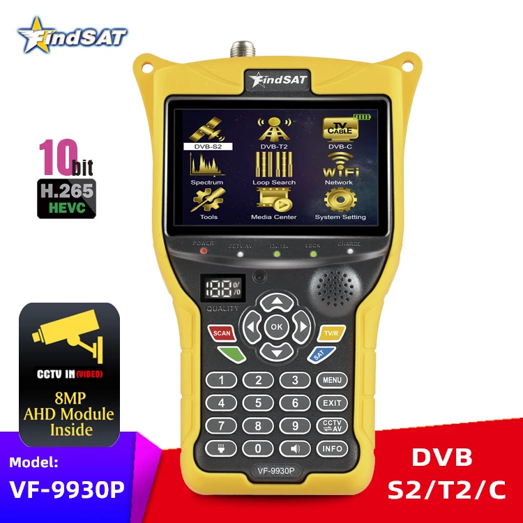 الأصلي Findsat VF-9930 DVB-S2 DVB-T2 DVB-C كومبو AHD H.265 استقبال الأقمار الصناعية متر مكتشف الطيف محلل إشارة مكتشف