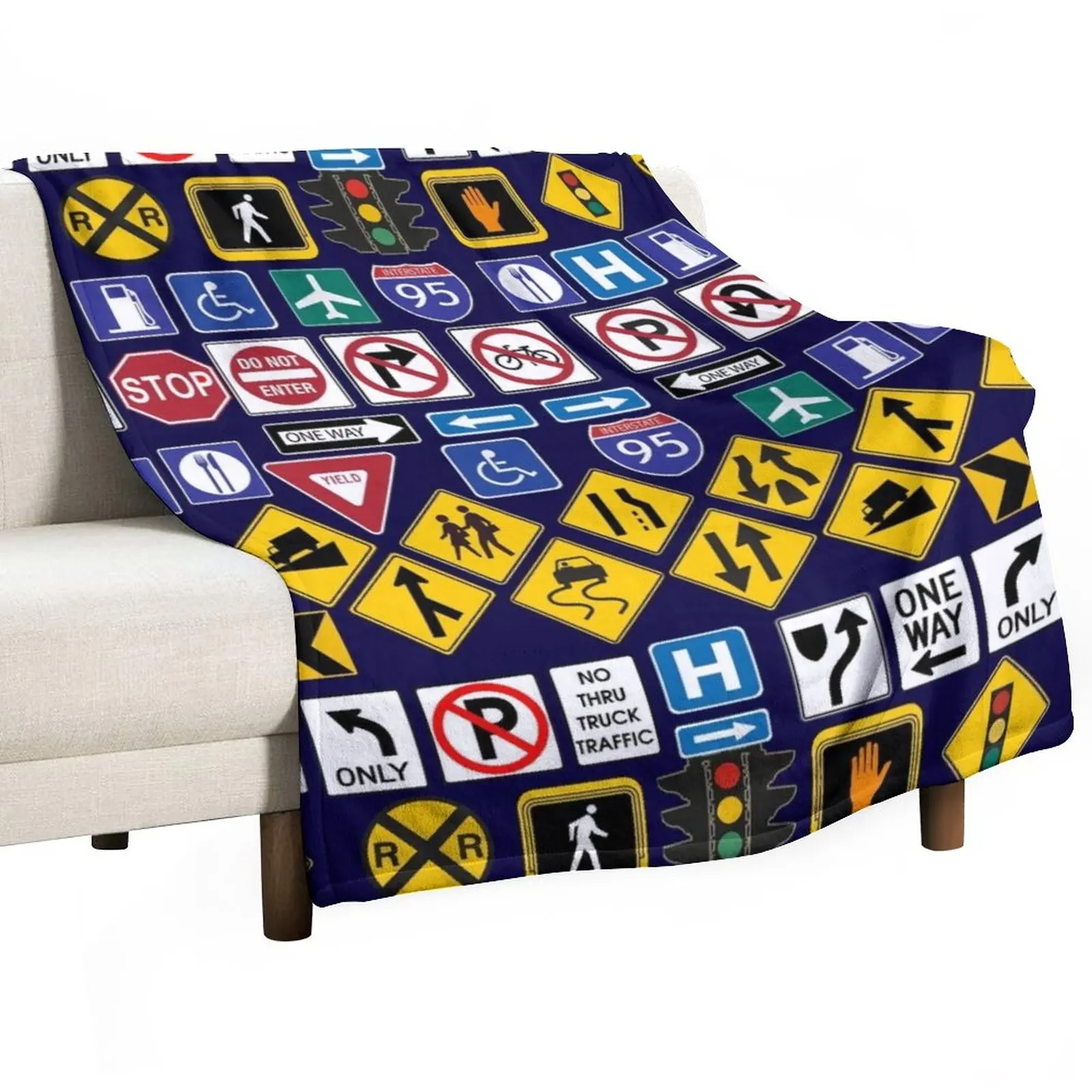 

Road Signs, Regulations Signs Throw Blanket Cute Plaid valentine gift ideas Furry Blankets