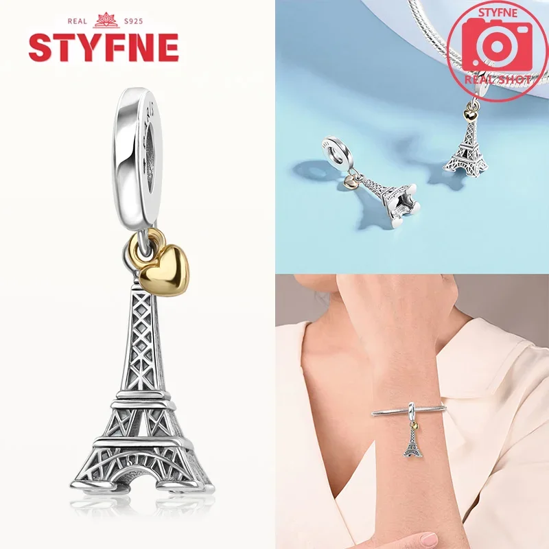 Silver-Plated Mini Eiffel Tower Charms Beads for Bracelets