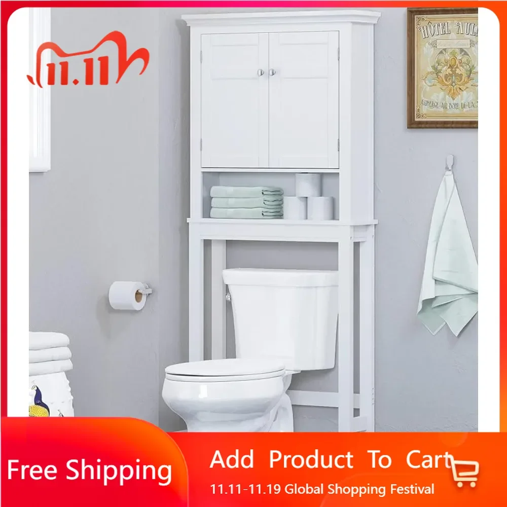 

Spirich Over The Toilet Storage Cabinet, Bathroom Shelf Over The Toilet, Over Toilet Bathroom Organizer (White)