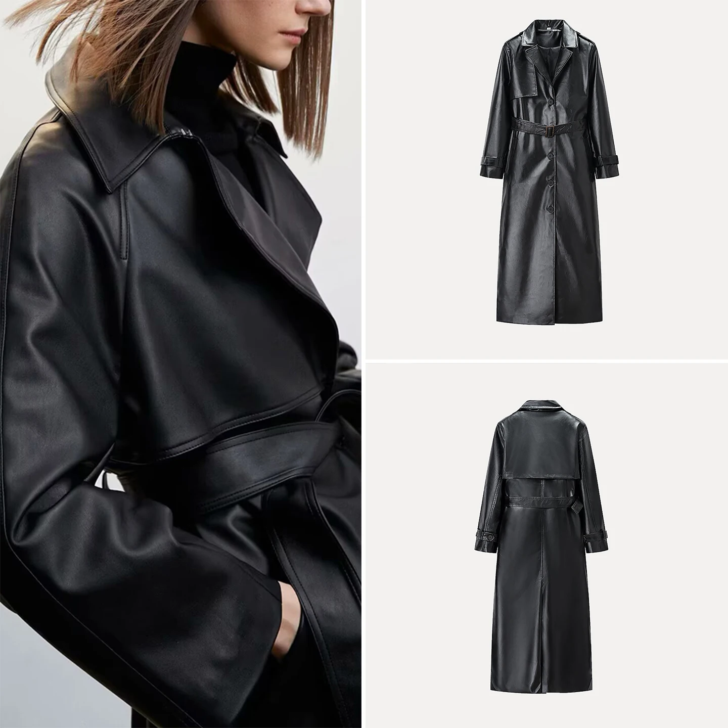 Faionable Abrigo largo de cuero para mujer Sle Personali Temperamento Invierno Nueva llegada Abrigo Abrigo Ele Commute Windbre...