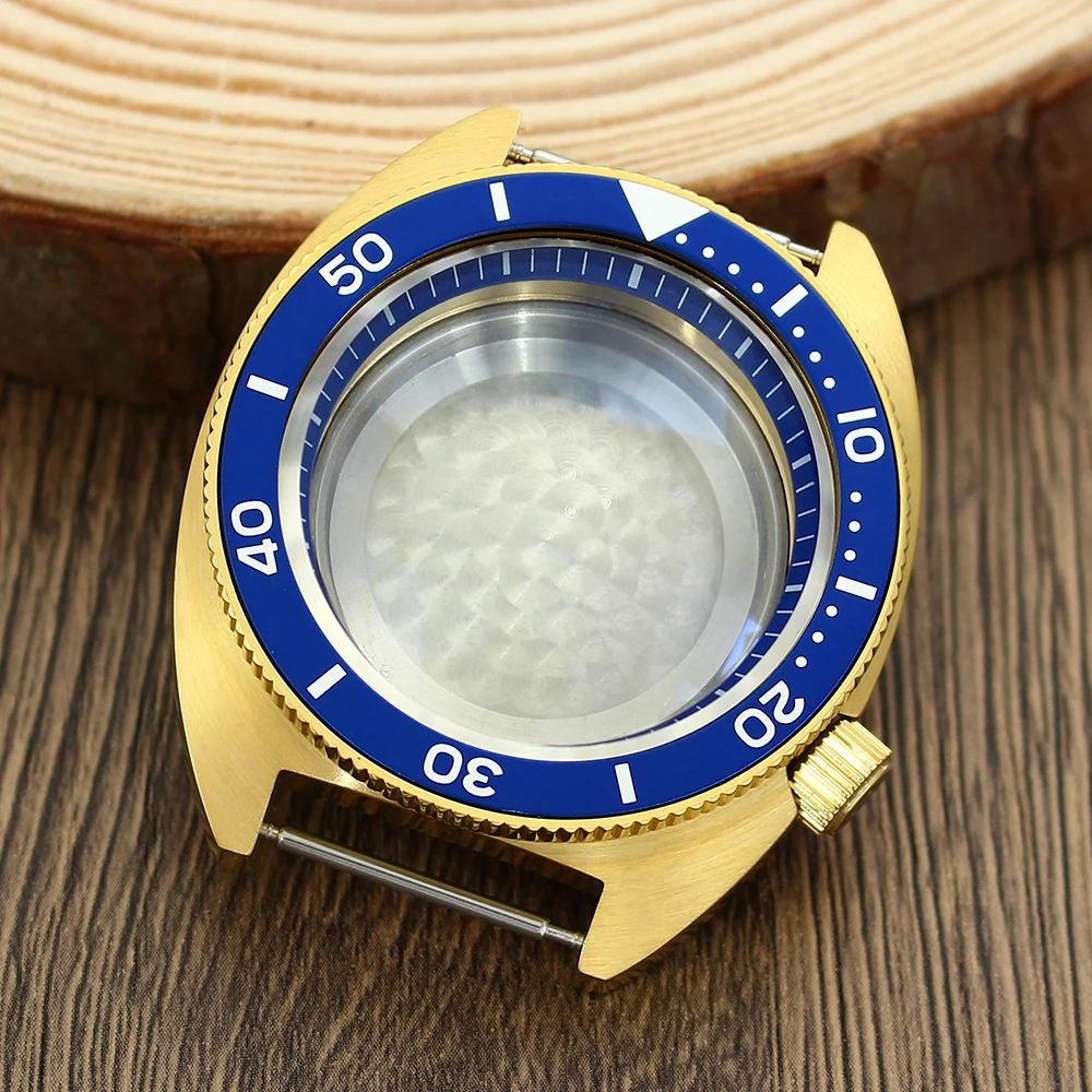 41mm Gold Mechanical Watch Case NH35 Domed Sapphire Unidirectional Bezel For seiko Mod NH35 NH36 4R Movement Abalone Tuna Turtle