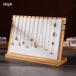 Large Capacity Jewelry Display Rack Multiple Necklace Display Stand Detachable Suede Wood Display Rack