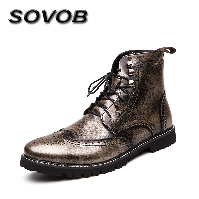 Srebrne buty Chelsea w stylu vintage dla mężczyzn Duży rozmiar 38-48 Sznurowane płaskie skórzane buty męskie Streetwear Designer Man Ankle Boots