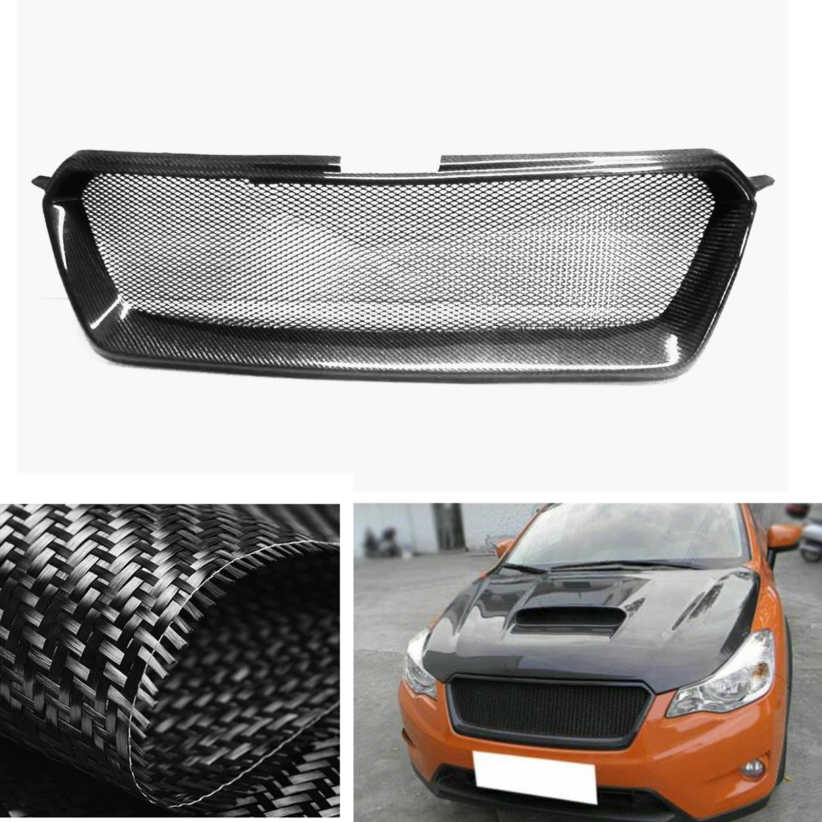 

Racing Grill For Subaru XV 2011-2016 Front Grille Real Carbon Fiber Car Upper Bumper Hood Mesh Body Grid Grating Replacement Kit