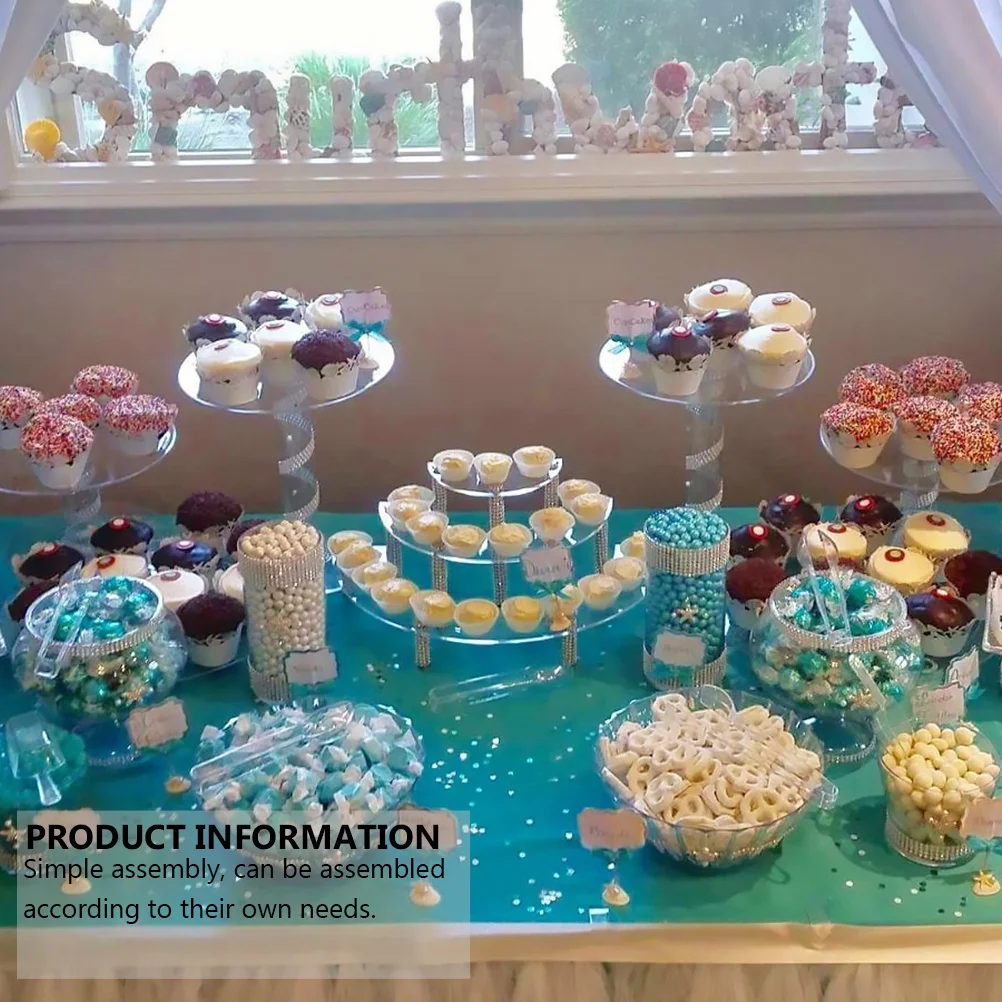 

1Pcs Acrylic Three-Tier Cake Display Rack Gold Stamping Transparent Dessert Stand Party Cake Rack Creative Cupcake Snack Serving