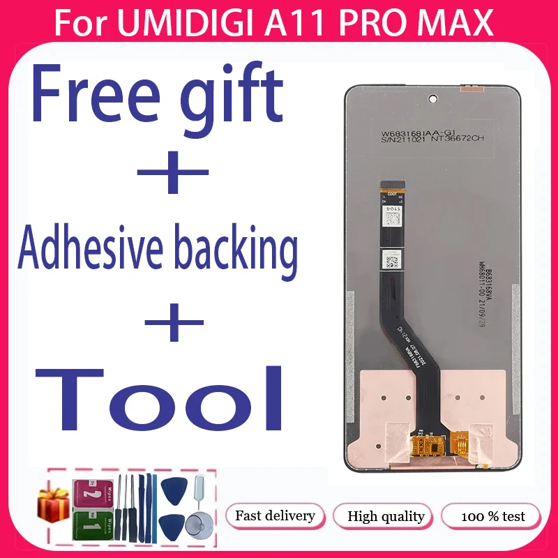 For UMIDIGI A11 PRO MAX + LCD Display + Touch Screen+Free adhesive backing+Tool