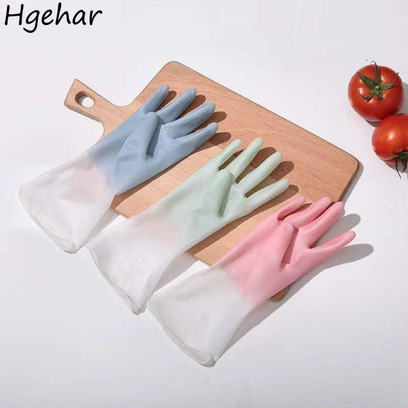 Household Gradient Rubber Gloves Dishwashing Cleaning Tools Kitchen Accessories Safety Hand Glove Waterproof Finger Protector