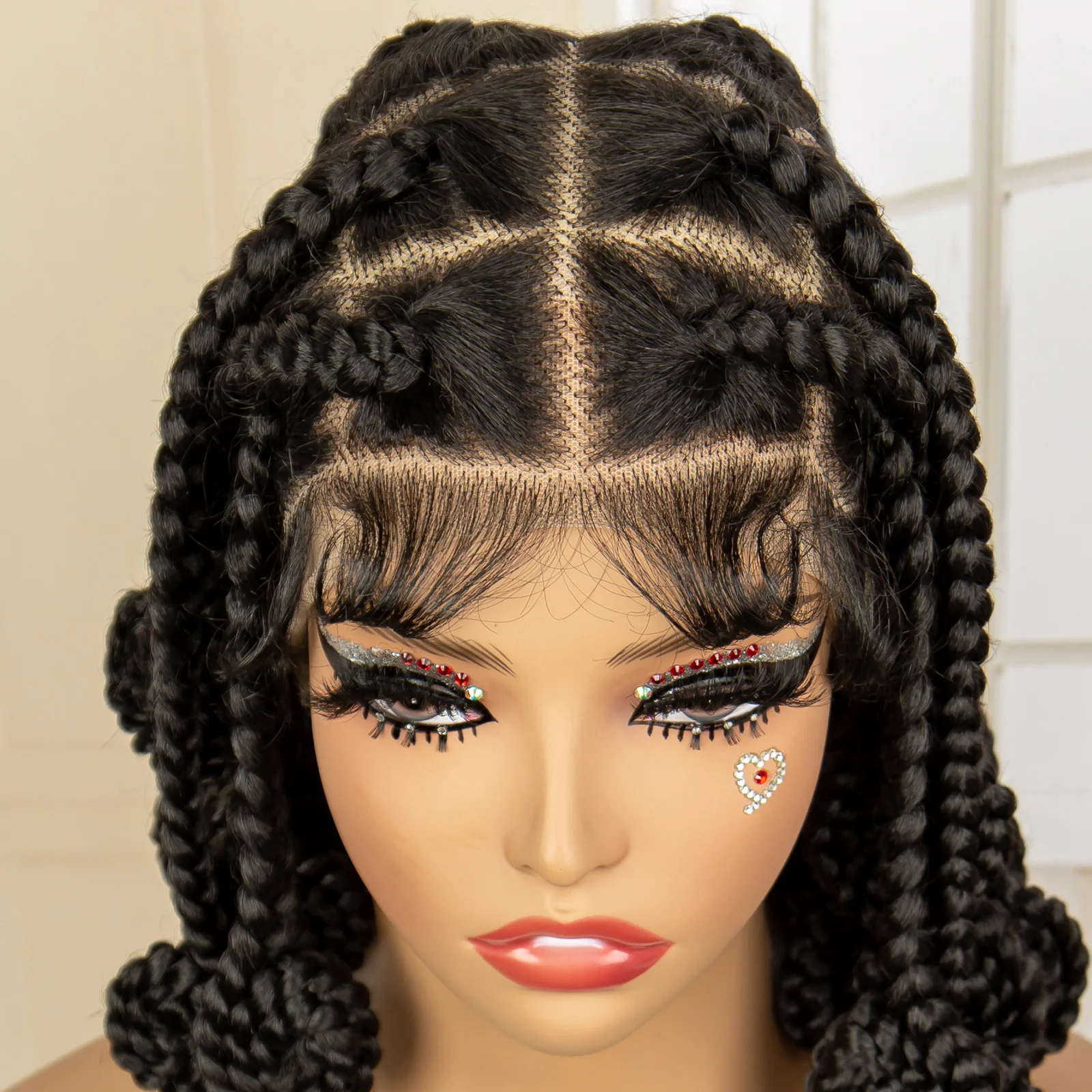 Box Braided Wigs Full Lace Bantu Braid Wig Premium Quality 14 Inches Short Luxurious Box Braided Wigs with Baby Hair