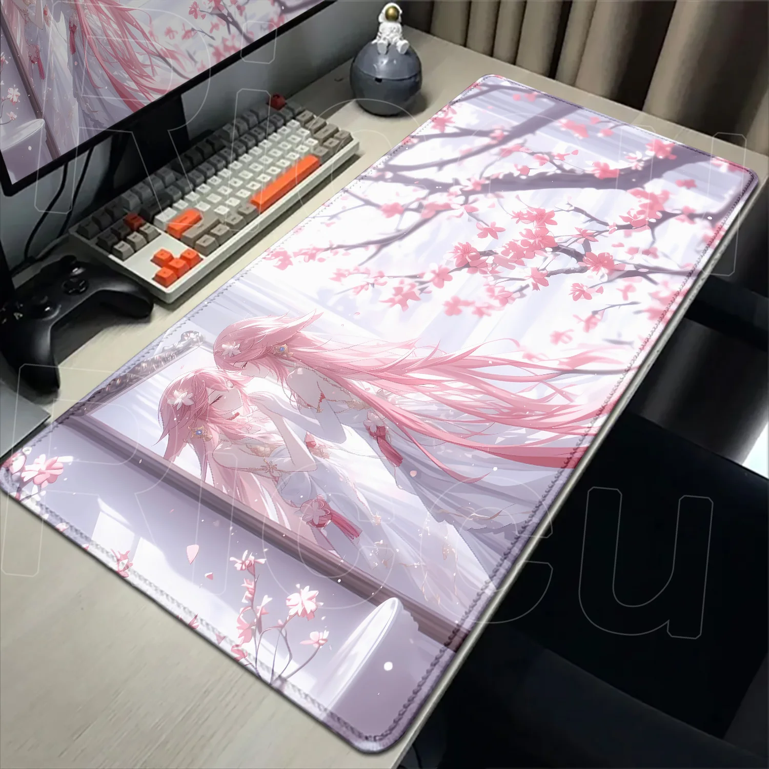 

HD Print Super Beautiful Yae Miko Mouse Pad Pink Sakura Anime Mouse Pads Genshin Impact Fashion Laptop Desk Pad Large Gaming Pad