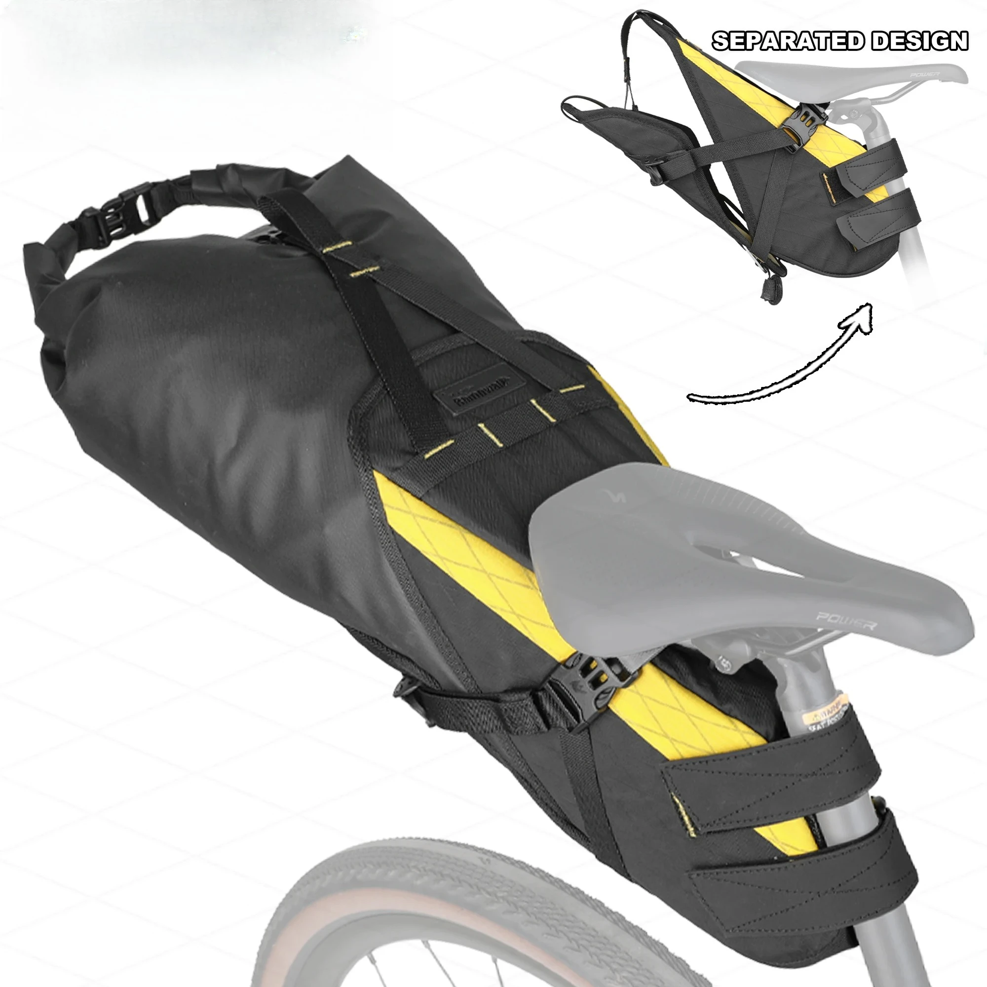 

Rhinowalk Bike Saddle Bag Stable Not Shaking 14L Big Capacity Removable Dry Bag Waterproof For Mtb Road Gravel Bike Bikepacking