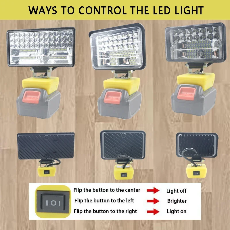 Car LED Work Lights Flashlights Electric Torch Spotlight For Dewalt 18V 20V 60V Li-ion Battery DCB183 DCB206 DCB609