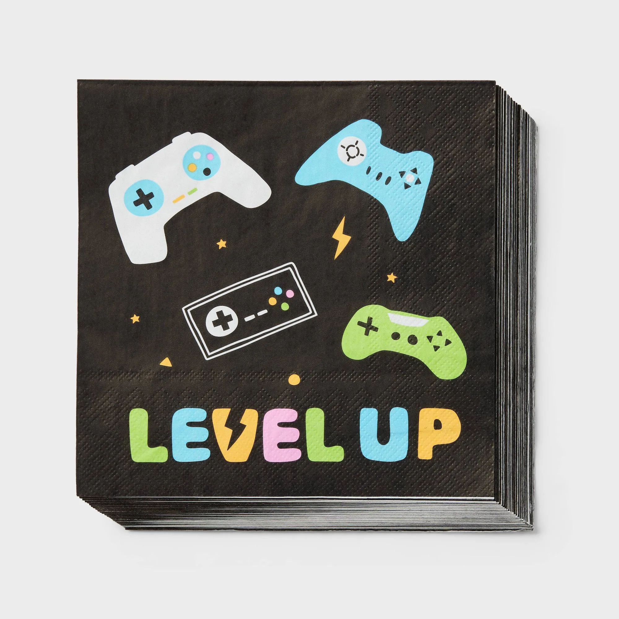 30ct Black Video Game Birthday Lunch Napkins, Soft Disposable Party Tableware For Kids Gamer Celebrations