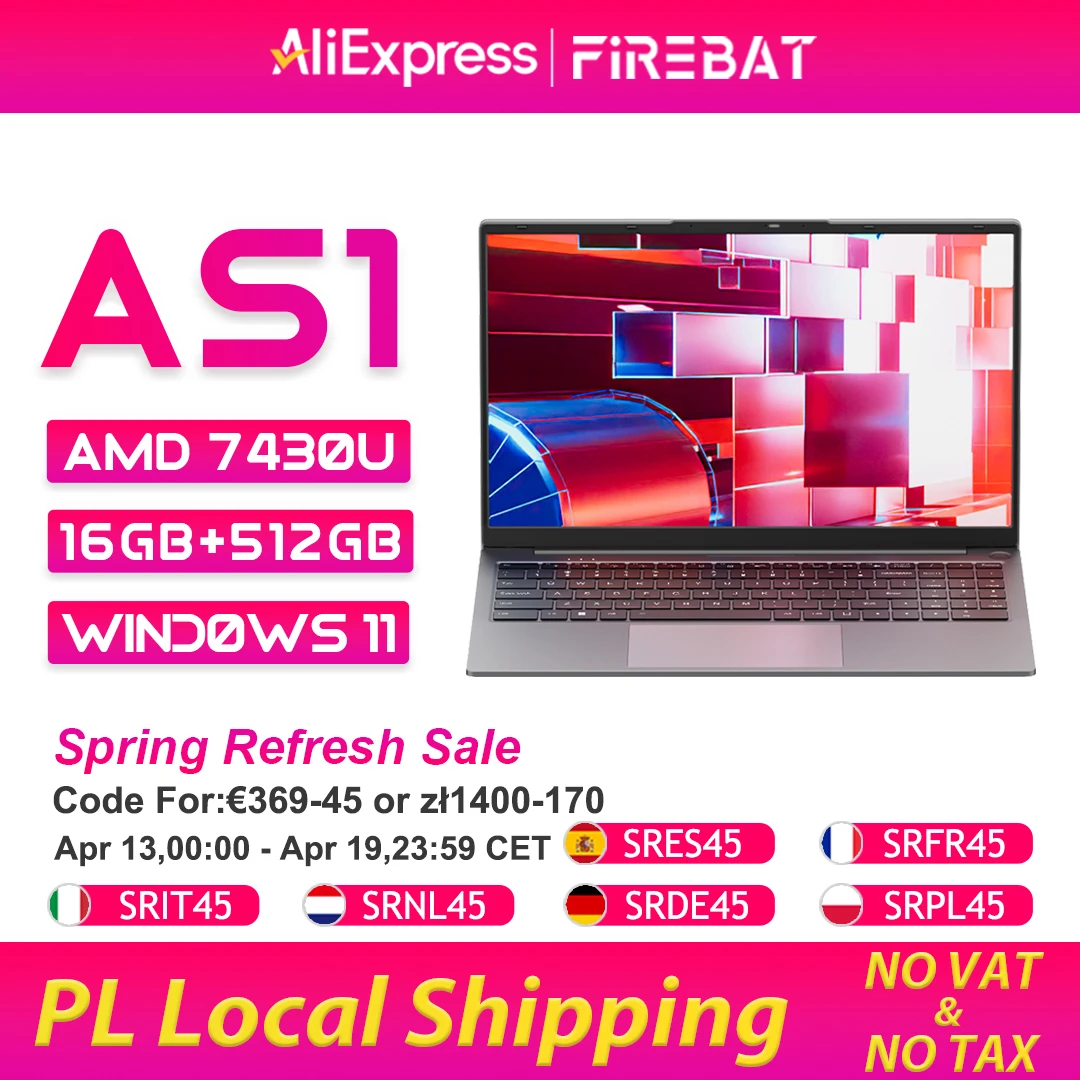 Notebook Firebat AS1 2026 Novo com AMD R5 7430U, 16GB DDR4, 512GB SSD, Tela IPS de 15.6 Polegadas, Windows 11, Teclado Completo, Tipo-C, WIFI6