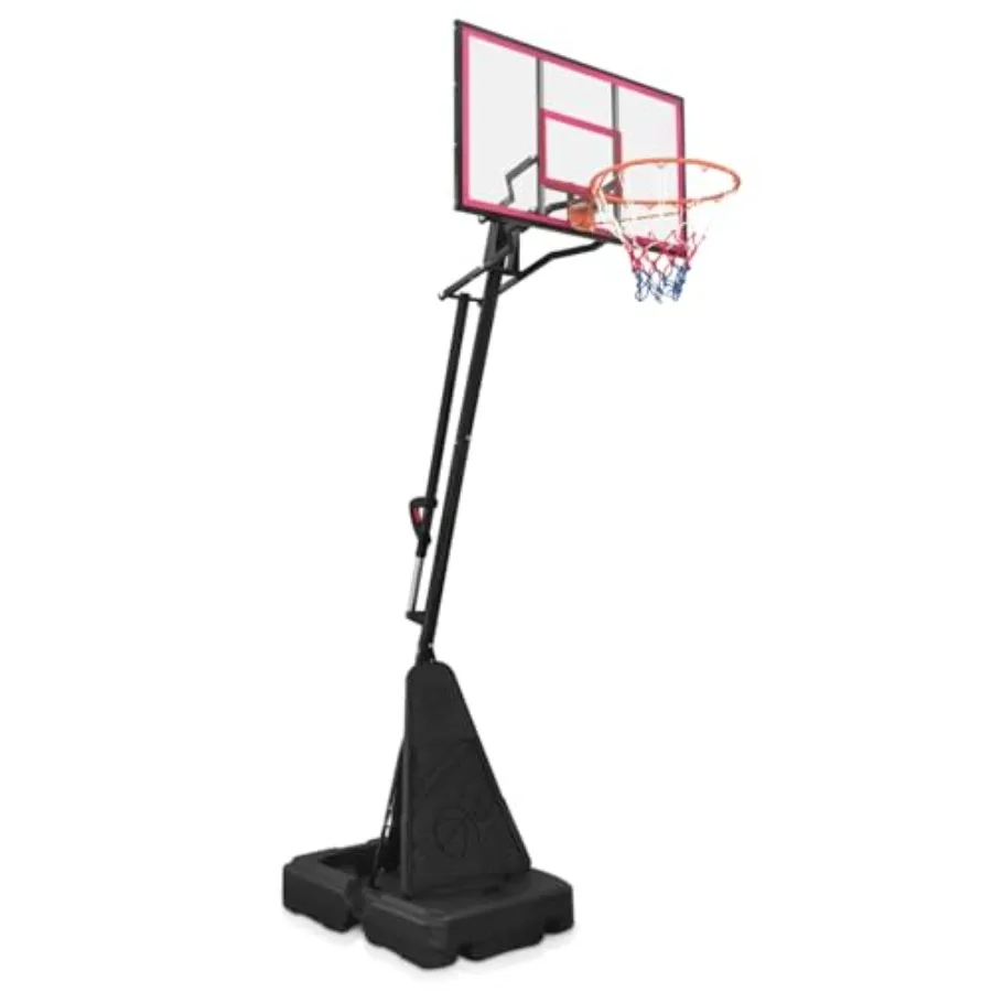 Aro de Baloncesto Portátil para Jóvenes y Adultos, Profesional: Marco de Acero, Negro/Rojo, Altura Ajustable de 7.5 a 10 Pies con Sistema de Ajuste Rápido