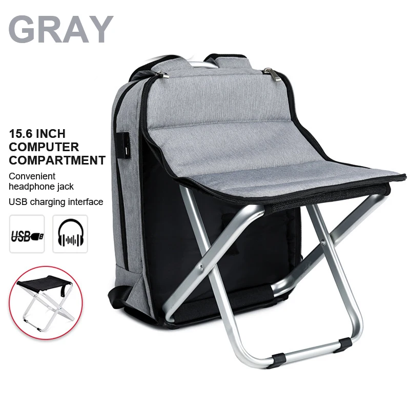 Multifunction Outdoor Travel Backpack Table 2-in-1 Chair Bag Notebook Square Backpack