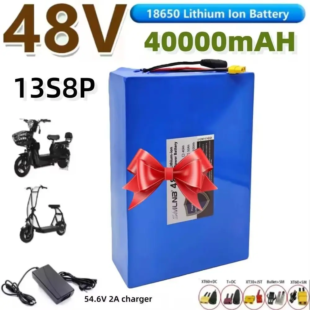 48V 40ah 13s8p Lithium Battery Pack for Motorized Scooter 48V 2000W with Built-in 50A BMS High Capacity Scooter Batteries