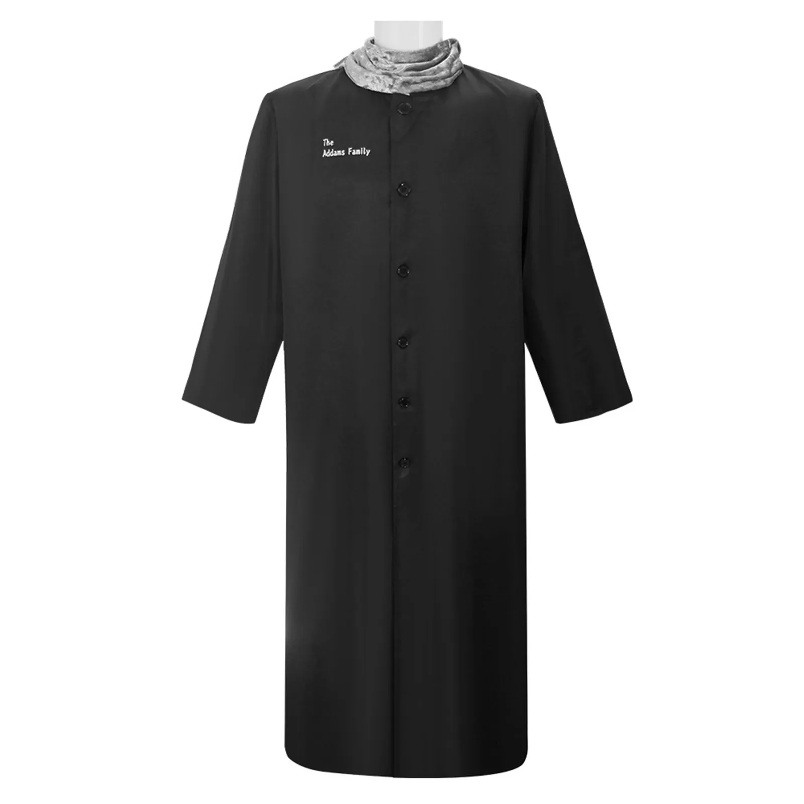 

Uncle Fester Tiss Cosplay Costume Men Black Robe With Scarf Women Dress Horror Movie Down Shirt Gown Halloween Uniform