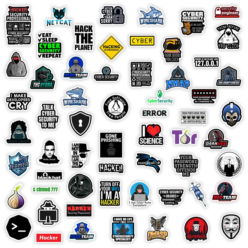 Cybersecurity Anonymou Hackers Security Stickers Cracker Firewall Decorative Decal for Laptop Phone Scrapbook Bottle Waterproof