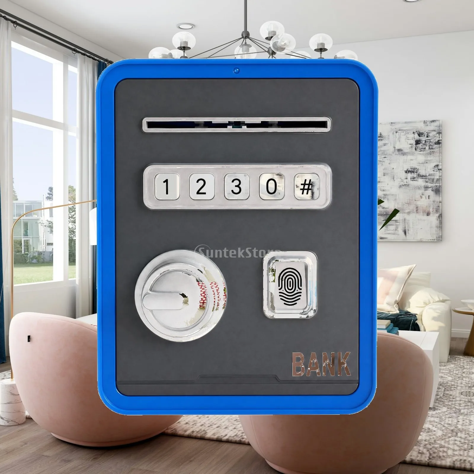 Fingerprint Code Piggy Bank for Kids Money Storage Safe Box with Digital Keypad for Home Bedroom